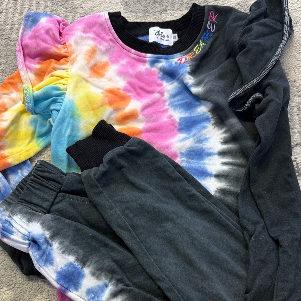 Lola + the Boys Colorful Tie-Dye Sweatshirt and Pants Set